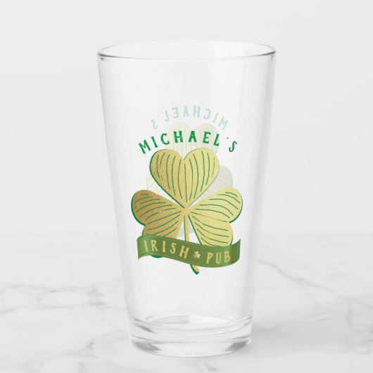 Eigen naam Gold Shamrock St Patrick's Day Glas (Voorkant)