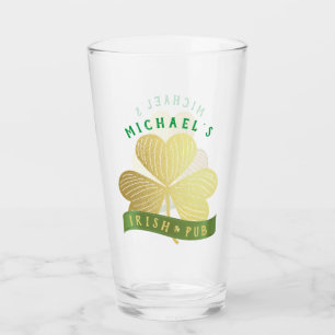 Eigen naam Gold Shamrock St Patrick's Day Glas