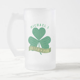 Eigen naam Gold Shamrock St Patrick's Day Matglas Bierpul