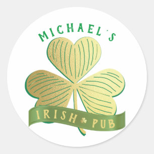 Eigen naam Gold Shamrock St Patrick's Day Ronde Sticker