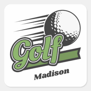 Eigen naam Golf Vierkante Sticker