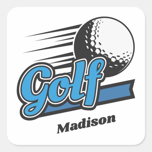 Eigen naam Golf Vierkante Sticker (Voorkant)