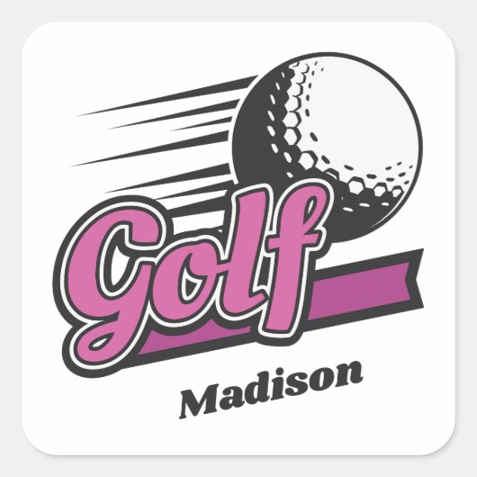 Eigen naam Golf Vierkante Sticker (Voorkant)