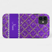 Eigen naam goud in digo paarse glitter moroccan Case-Mate iPhone case (Achterkant (horizontaal))