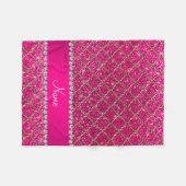 Eigen naam gouden neon, roze glitter moroccan fleece deken (Voorkant (Horizontaal))