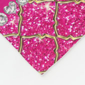 Eigen naam gouden neon, roze glitter moroccan fleece deken (Hoek)