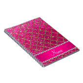 Eigen naam gouden neon, roze glitter moroccan notitieboek (Rechterzijde)
