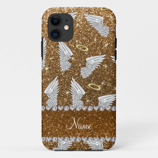 Eigen naam goudglitterengelvleugels Case-Mate iPhone case (Achterkant)