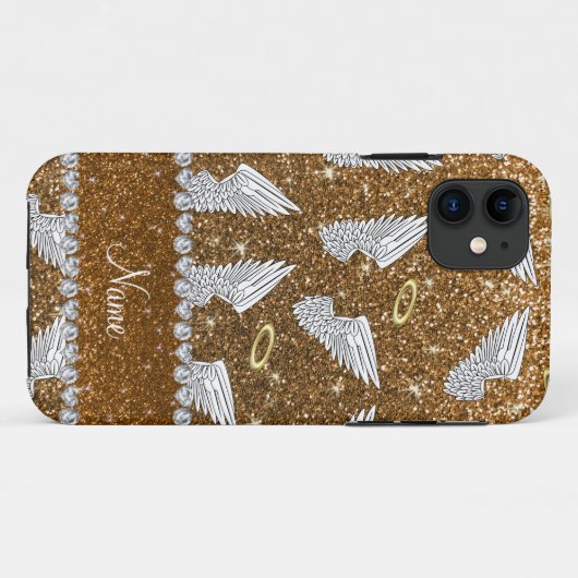 Eigen naam goudglitterengelvleugels Case-Mate iPhone case (Achterkant (horizontaal))