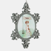 Eigen naam Grens Collie Pet Dog Snowflake Pewter Tin Sneeuwvlok Ornament (Links)