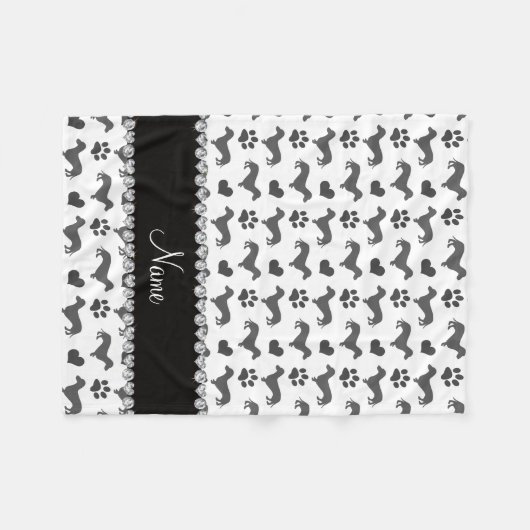 Eigen naam grijze dachshunds fleece deken (Voorkant (Horizontaal))