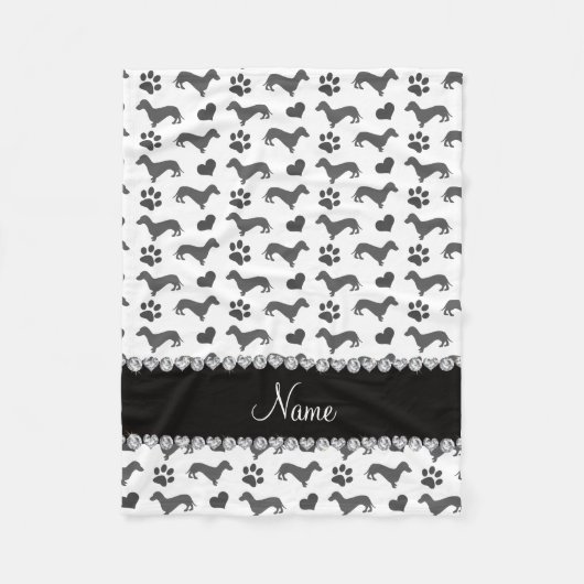 Eigen naam grijze dachshunds fleece deken (Voorkant)