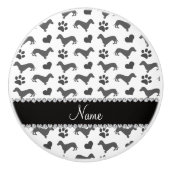 Eigen naam grijze dachshunds keramische knop (Voorkant)