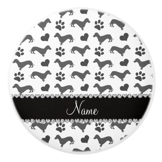 Eigen naam grijze dachshunds keramische knop (Voorkant)