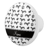 Eigen naam grijze dachshunds keramische knop (Rechts)