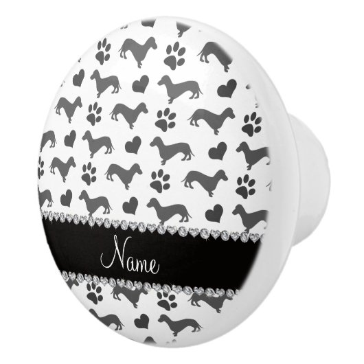 Eigen naam grijze dachshunds keramische knop (Rechts)