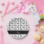 Eigen naam grijze dachshunds papieren bordje (Feest)