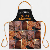 Eigen naam Grill Master BBQ Barbecue Meat Black Schort (Voorkant)