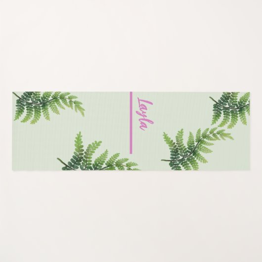 Eigen naam Groen Oerwoud Natuurlijke bladeren Yoga Yogamat (Voorkant (horizontaal))