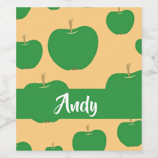 Eigen naam groene appels op sinaasappel wijn etiket (Enkel label)