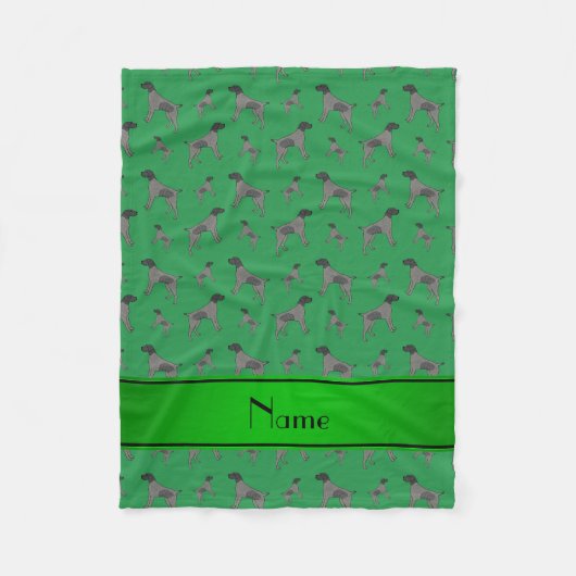 Eigen naam groene Duitse Wirehaire Pointer honden Fleece Deken (Voorkant)