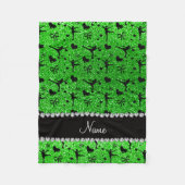 Eigen naam groene glitter-afbeelding schaatsen fleece deken (Voorkant)
