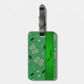 Eigen naam groene hockeysticks, kieuwnetten bagagelabel (Achterkant verticaal)