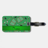 Eigen naam groene hockeysticks, kieuwnetten bagagelabel (Achterkant horizontaal)