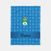 Eigen naam groene santa owl blue kerstbomen fleece deken (Voorkant)