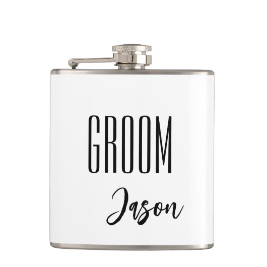 Eigen naam Groom Flask Heupfles (Voorkant)