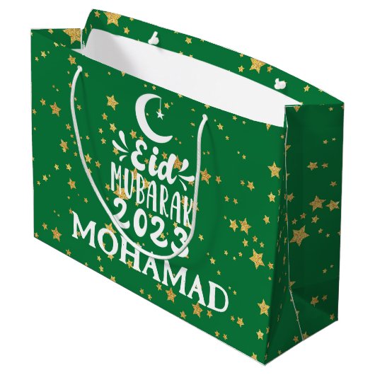 Eigen naam Grote Eid 2023 Gift Bag Groot Cadeauzakje (Achterkant Gekanteld)