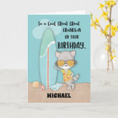 Eigen naam Grote Grootzoon Birthday Raccoon Kaart (Gele Bloem)