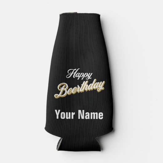 Eigen naam Happy Beerthday-flesje Flesjeskoeler (Voorkant)