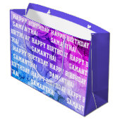 Eigen naam Happy Birthday Blue/Paars marble Groot Cadeauzakje (Achterkant Gekanteld)