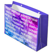 Eigen naam Happy Birthday Blue/Paars marble Groot Cadeauzakje (Voorkant Gekanteld)