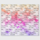 Eigen naam Happy Birthday Fun kleurrijk Bright Cadeaupapier (Vlak)