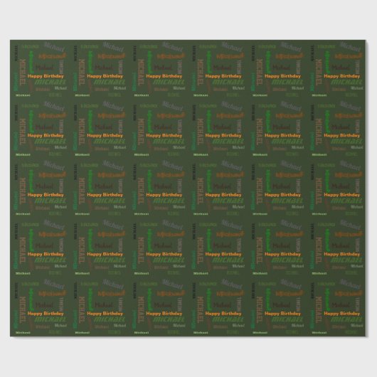 Eigen naam Happy Birthday Gift Wrapping Paper Cadeaupapier (Vlak)