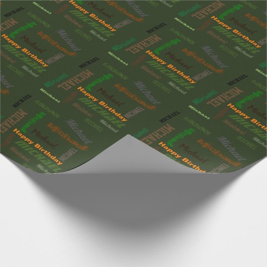 Eigen naam Happy Birthday Gift Wrapping Paper Cadeaupapier (Hoek)