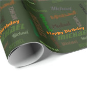 Eigen naam Happy Birthday Gift Wrapping Paper Cadeaupapier (Rol Hoek)