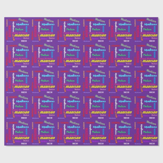 Eigen naam Happy Birthday Gift Wrapping Paper Cadeaupapier (Vlak)