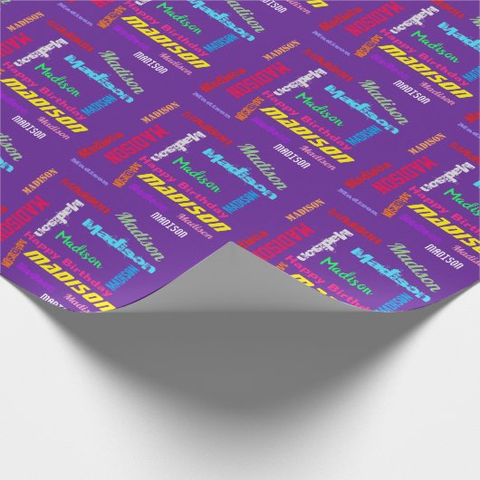 Eigen naam Happy Birthday Gift Wrapping Paper Cadeaupapier (Hoek)