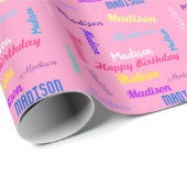 Eigen naam Happy Birthday Gift Wrapping Paper Cadeaupapier (Rol Hoek)