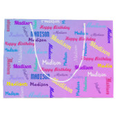 Eigen naam Happy Birthday Girl's Pastel Groot Cadeauzakje (Achterkant)