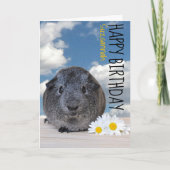 Eigen naam Happy Birthday Guinea Pig White Daisy Kaart (Voorkant)