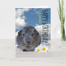 Eigen naam Happy Birthday Guinea Pig White Daisy Kaart