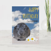Eigen naam Happy Birthday Guinea Pig White Daisy Kaart (Voorkant)