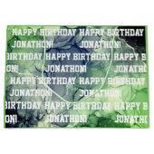 Eigen naam Happy Birthday Masculine Green Groot Cadeauzakje (Voorkant)