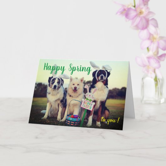 Eigen naam Happy Spring-honden esthetische groeten Kaart (Orchidee)