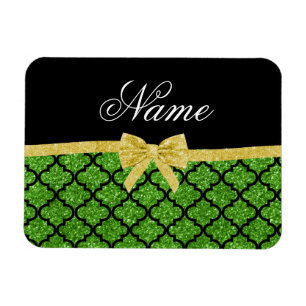 Eigen naam heldere groene glitter moroccan goudboo magneet