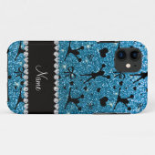 Eigen naam hemelblauwe glitter cheerleading Case-Mate iPhone case (Achterkant (horizontaal))